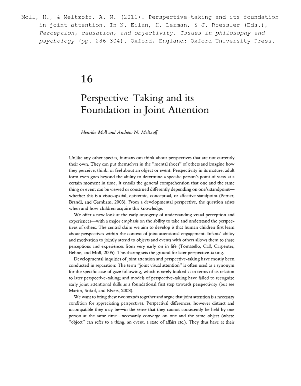 Perspective-Taking and Its Foundation Injoint Attention