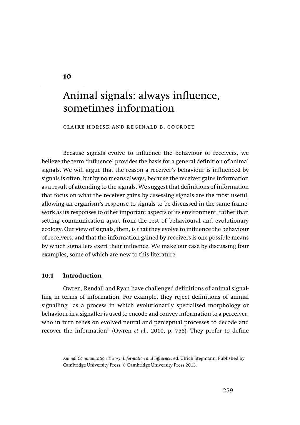 Animal Signals: Always Influence, Sometimes Information