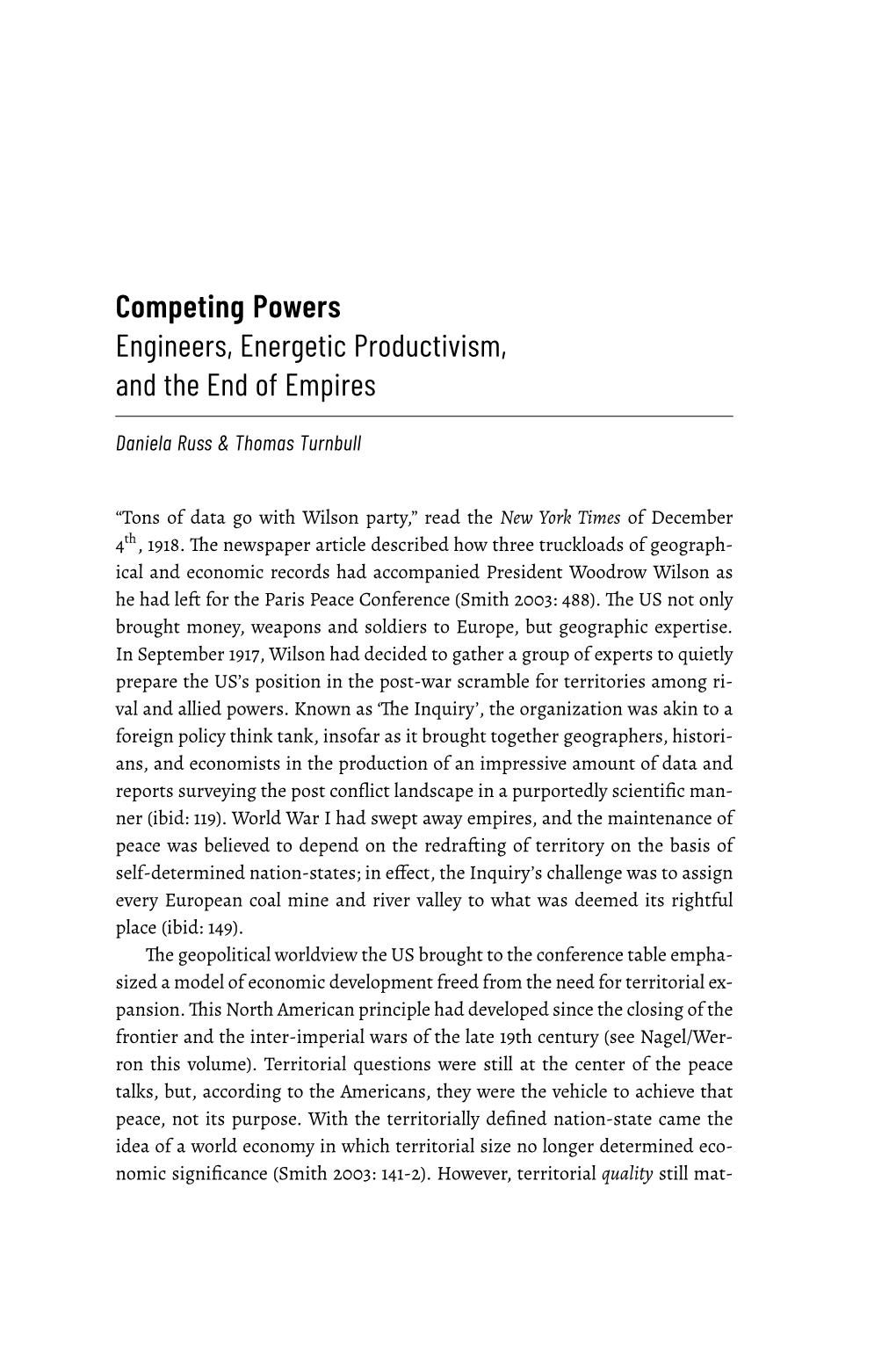 Competing Powers Engineers, Energetic Productivism, and the End of Empires