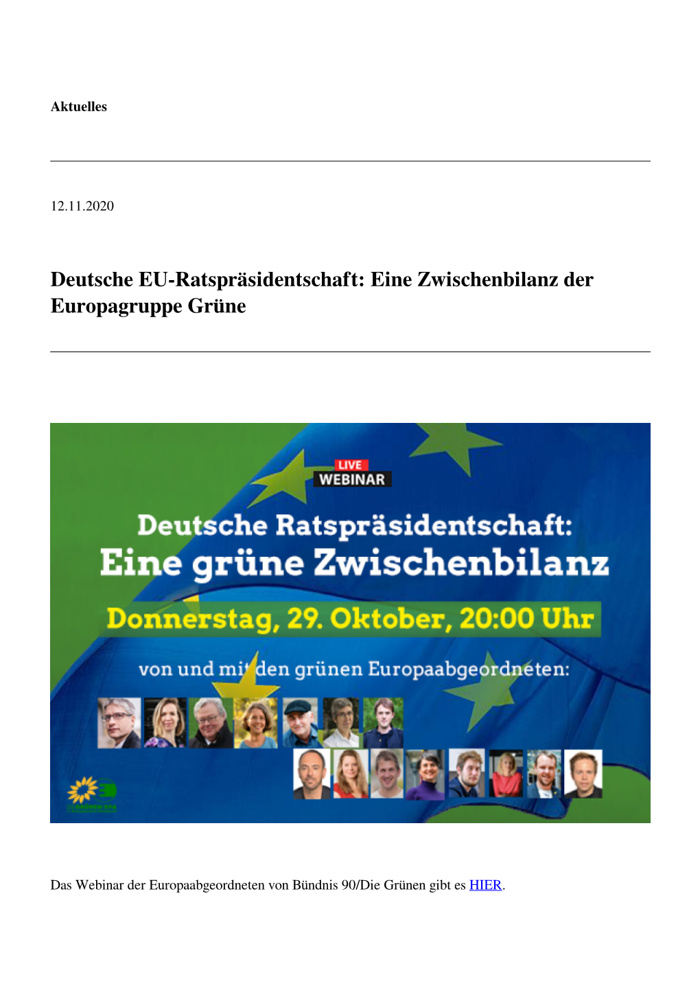 Deutsche EU-Ratspräsidentschaft: Eine Zwischenbilanz Der Europagruppe Grüne