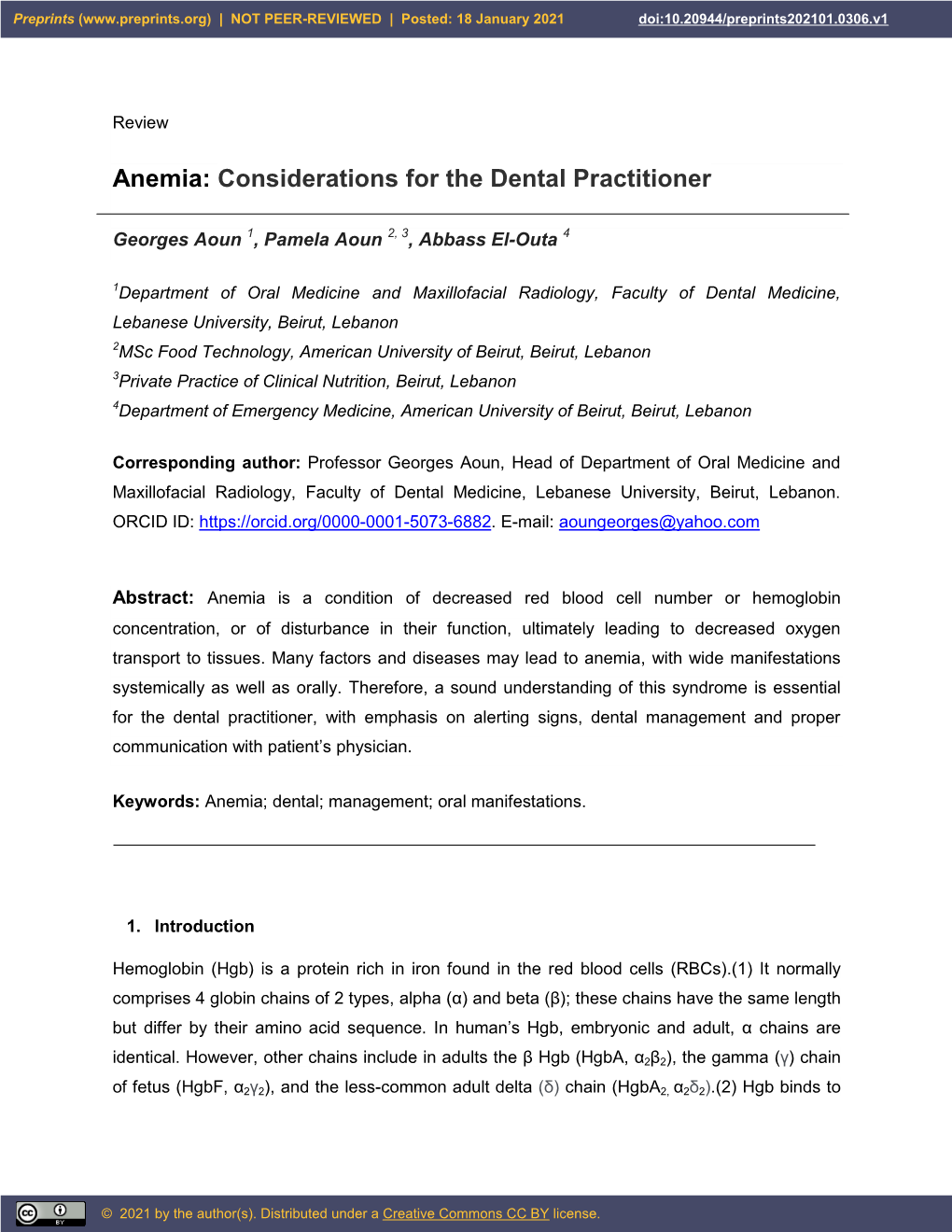 Anemia: Considerations for the Dental Practitioner