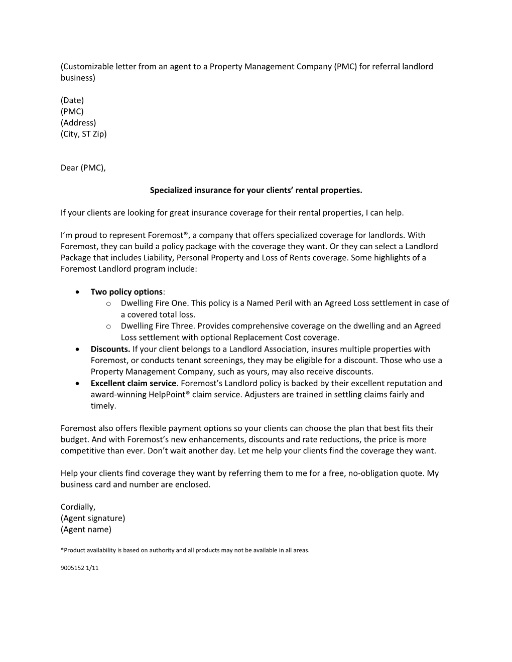 (Customizable Letter from an Agent to a Property Management Company (PMC) for Referral