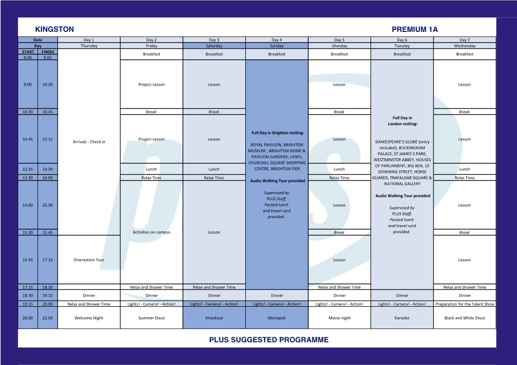 Plus Suggested Programme Premium 1A Kingston