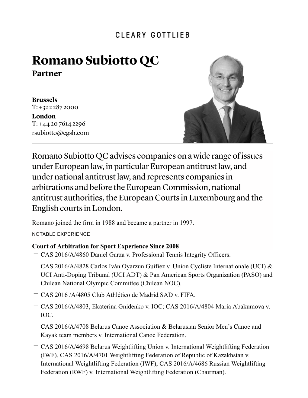 Romano Subiotto QC Partner