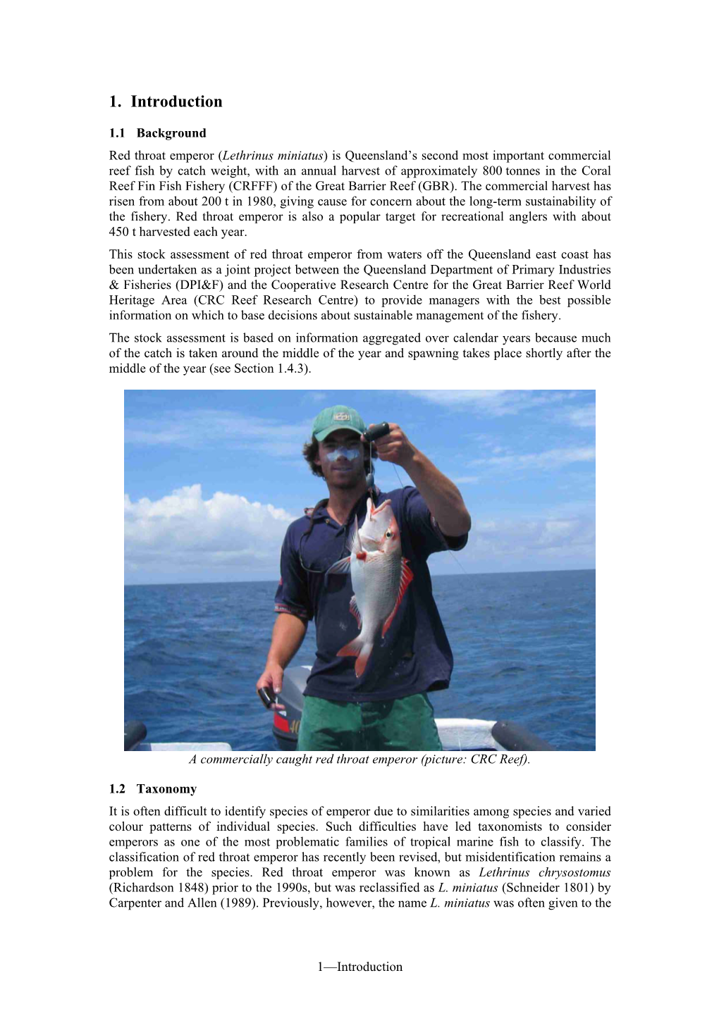 Stock Assessment of the Queensland East Coast Red Throat Emperor Fishery
