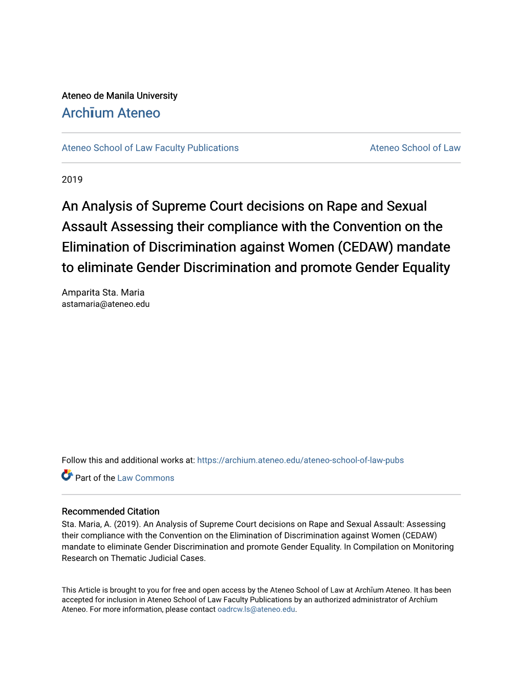 An Analysis of Supreme Court Decisions on Rape and Sexual