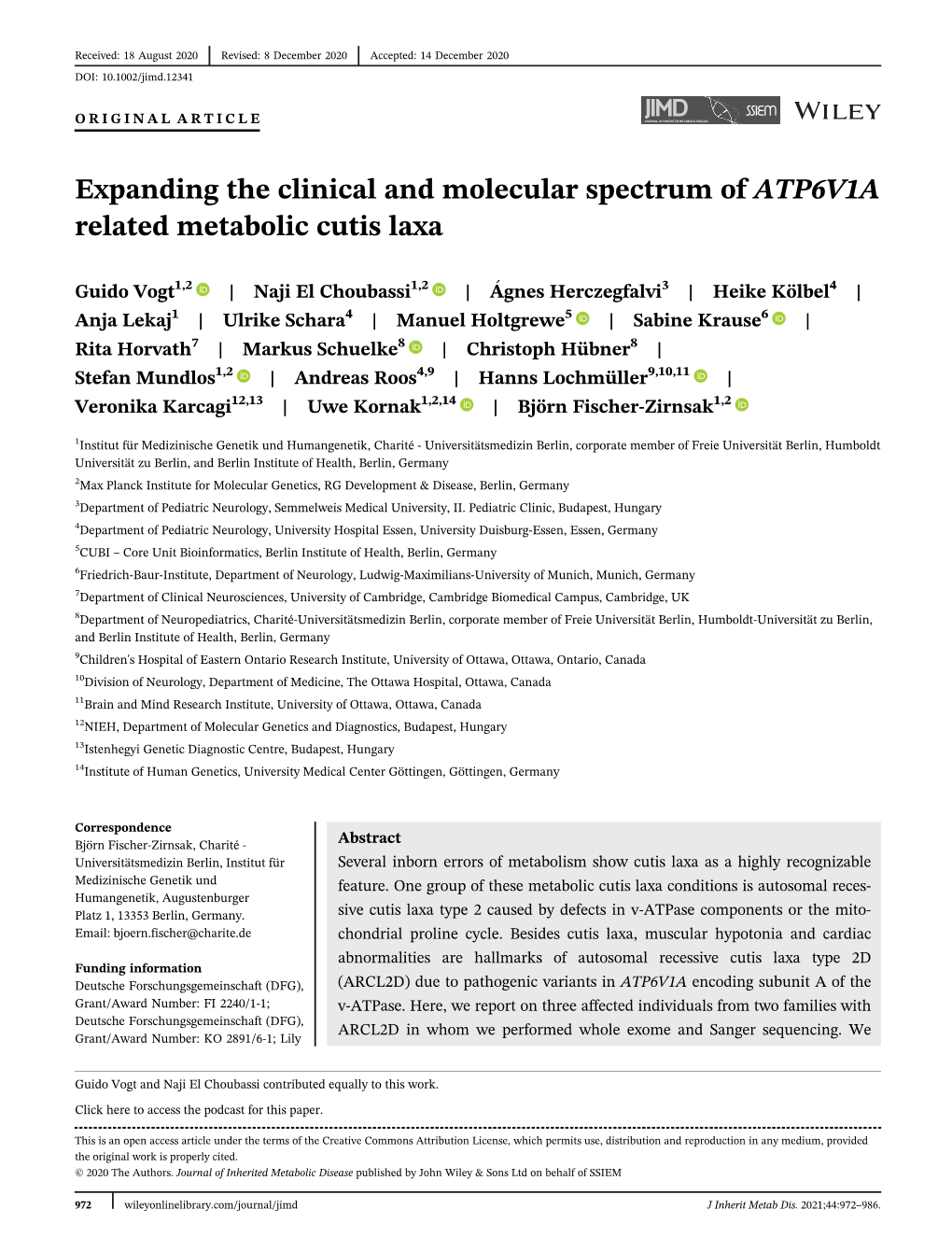 Expanding the Clinical and Molecular Spectrum Of€ATP6V1A€Related