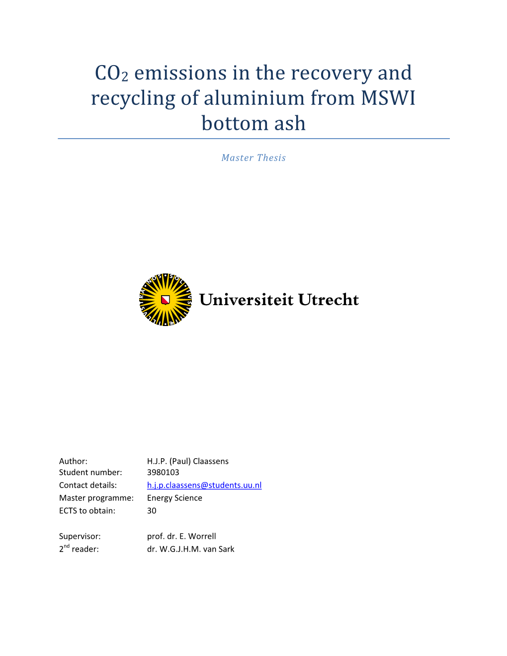 CO2 Emissions in the Recovery and Recycling of Aluminium from MSWI Bottom Ash