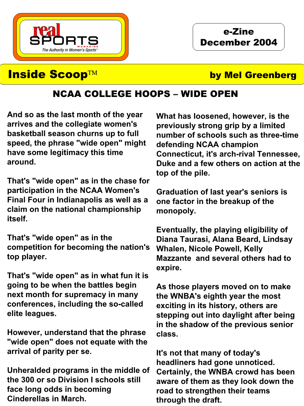 Inside Scoop™ by Mel Greenberg