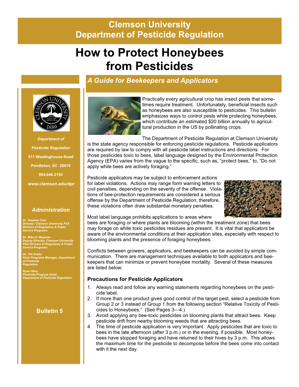 Bulletin 5: How to Protect Honeybees from Pesticides