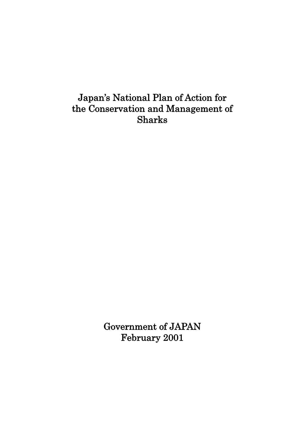Japan's National Plan of Action for the Conservation and Management Of