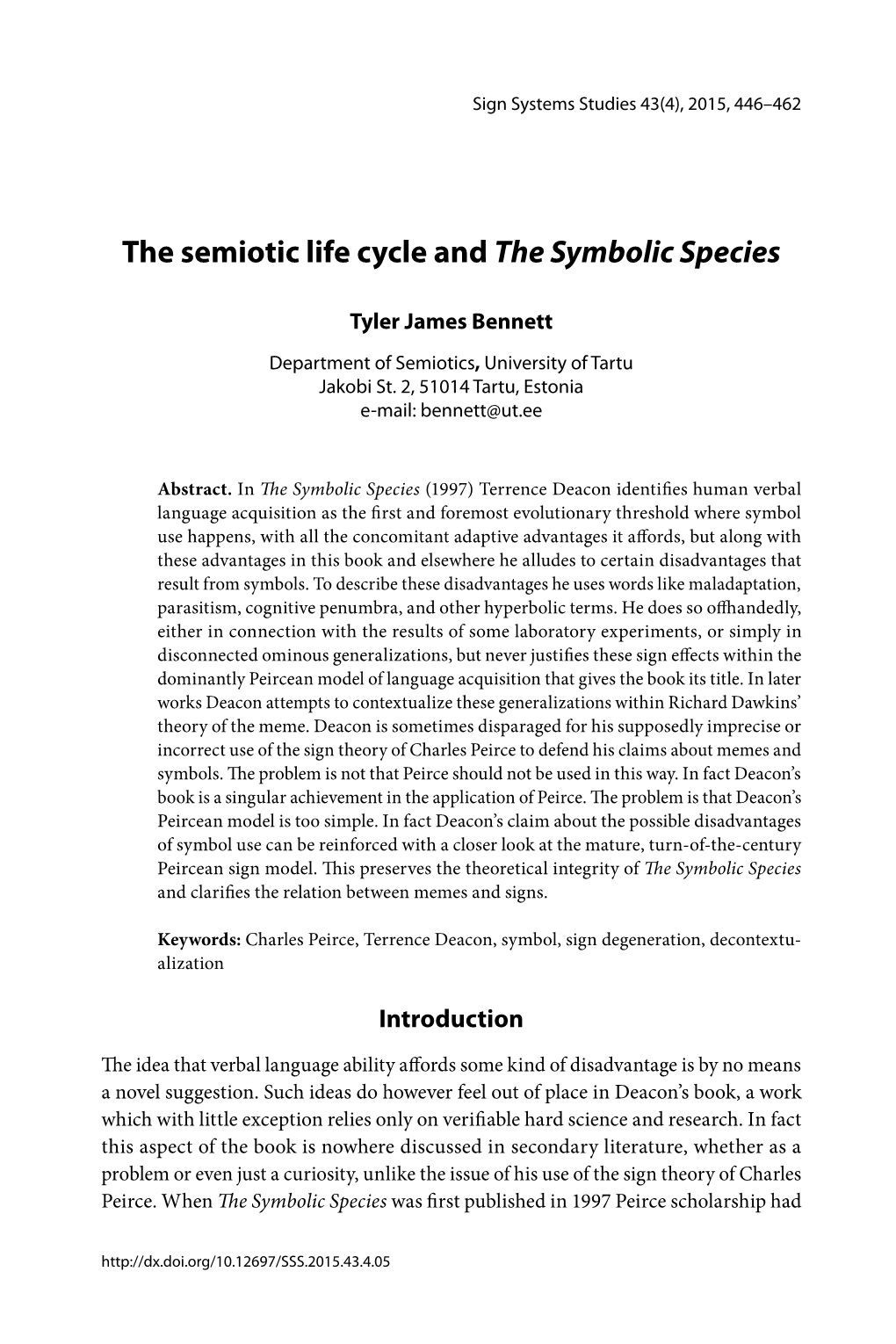 The Semiotic Life Cycle and the Symbolic Species