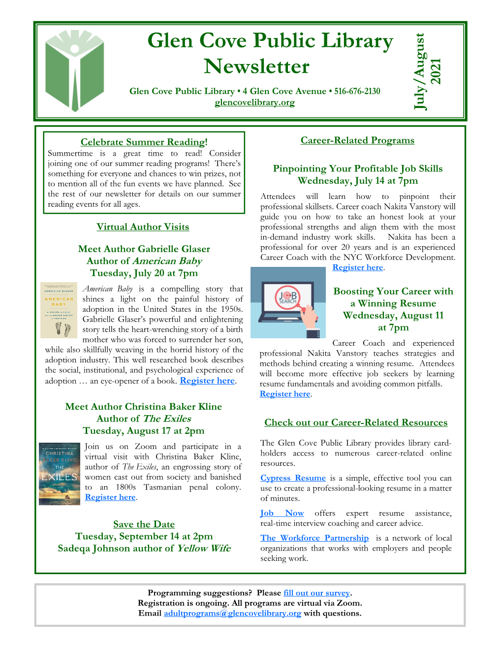 Glen Cove Public Library Newsletter