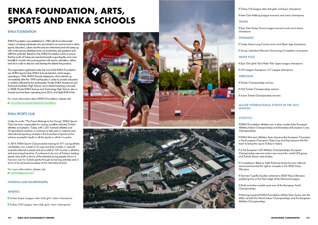 Enka Foundation, Arts, Sports and Enka Schools