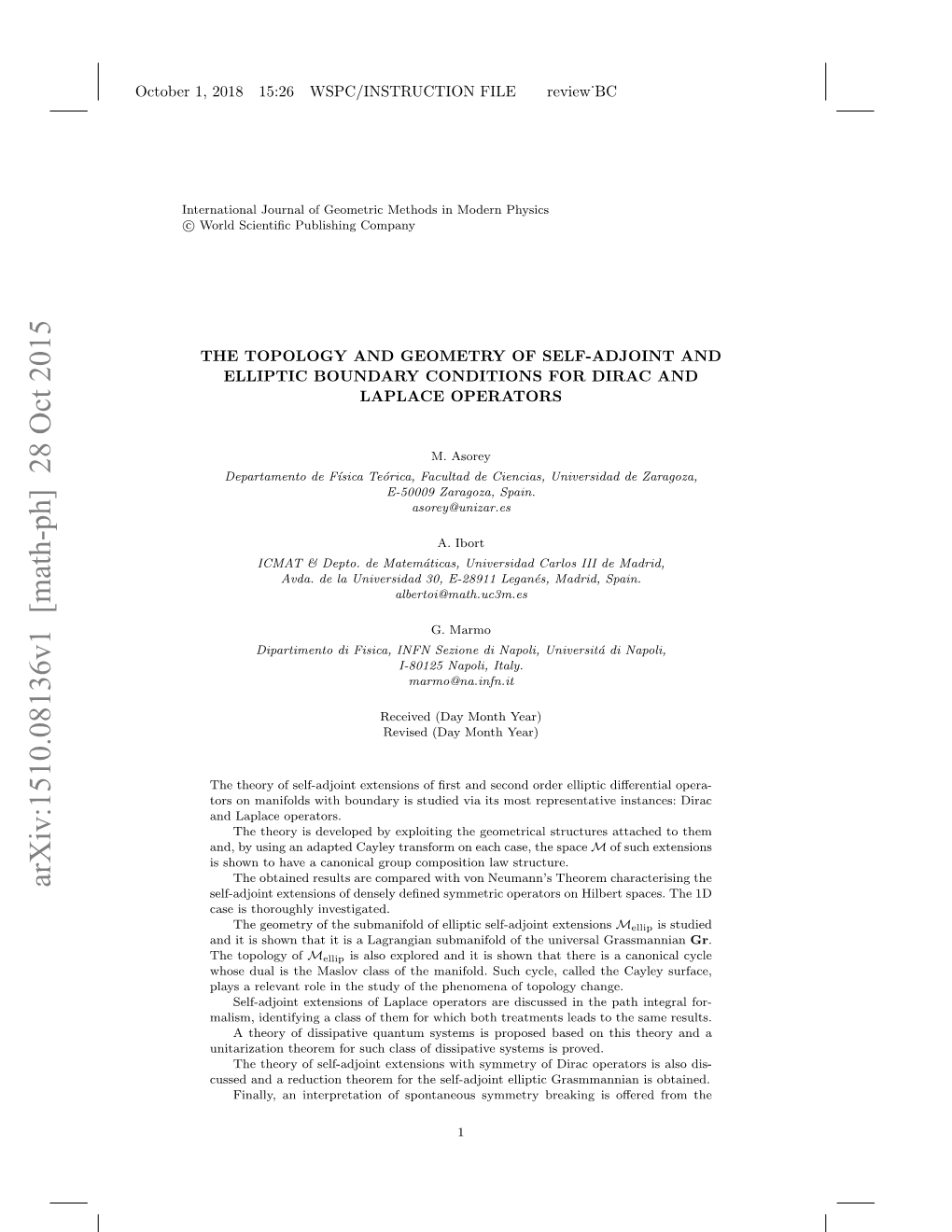 Arxiv:1510.08136V1 [Math-Ph] 28 Oct 2015 Self-Adjoint Extensions of Densely Deﬁned Symmetric Operators on Hilbert Spaces