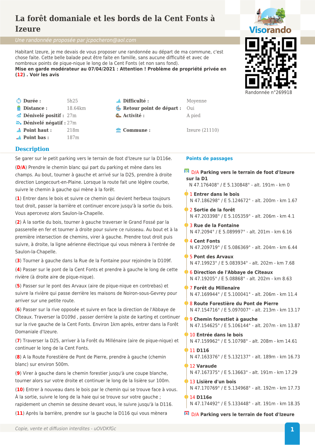 La Forêt Domaniale Et Les Bords De La Cent Fonts À Izeure Une Randonnée Proposée Par Jcpocheron@Aol.Com