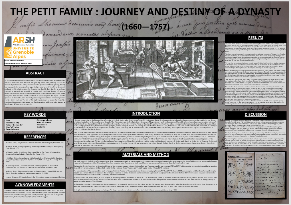 The Petit Family : Journey and Destiny of a Dynasty (1660—1757)