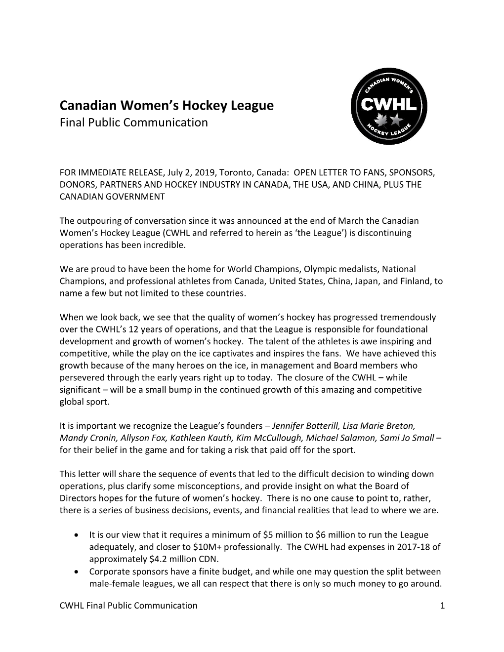 Canadian Women's Hockey League