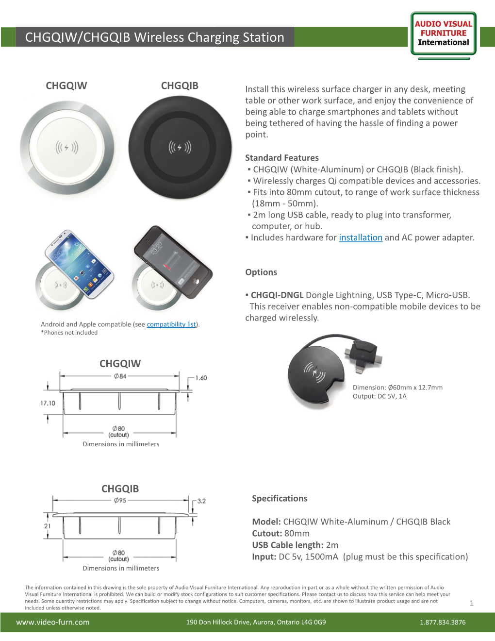 CHGQIW/CHGQIB Wireless Charging Station