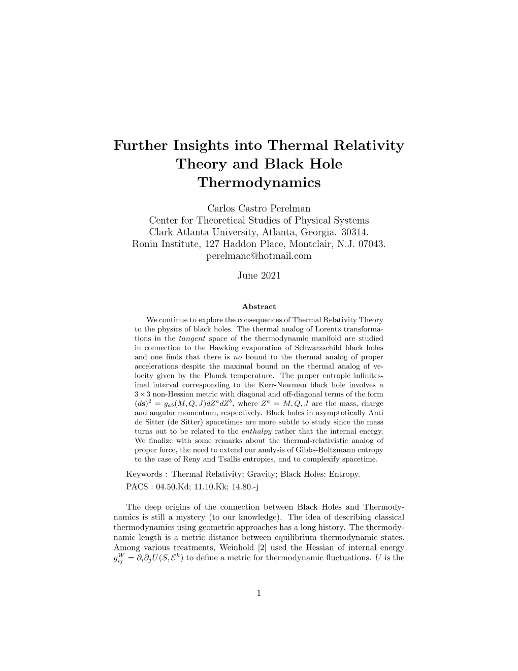 Further Insights Into Thermal Relativity Theory and Black Hole Thermodynamics