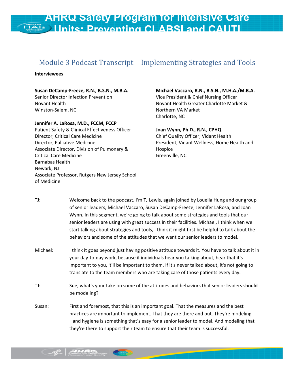 Module 3 Podcast Transcript Implementing Strategies and Tools