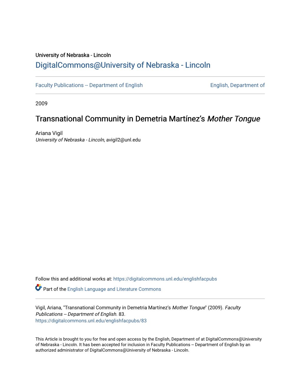 Transnational Community in Demetria Martínez's Mother Tongue