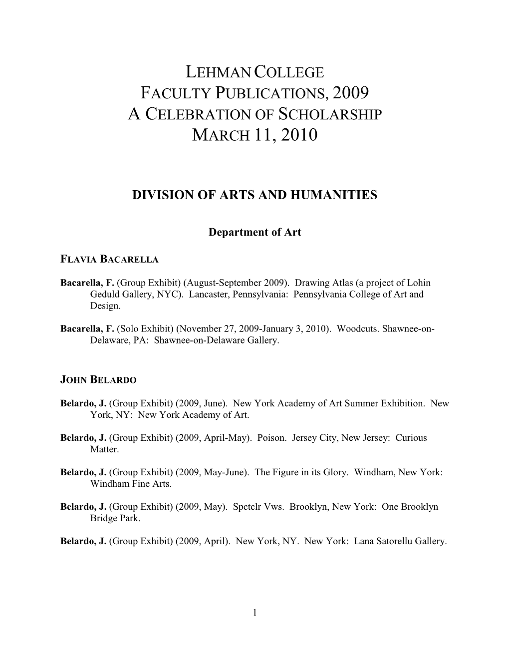 Division of Arts and Humanities