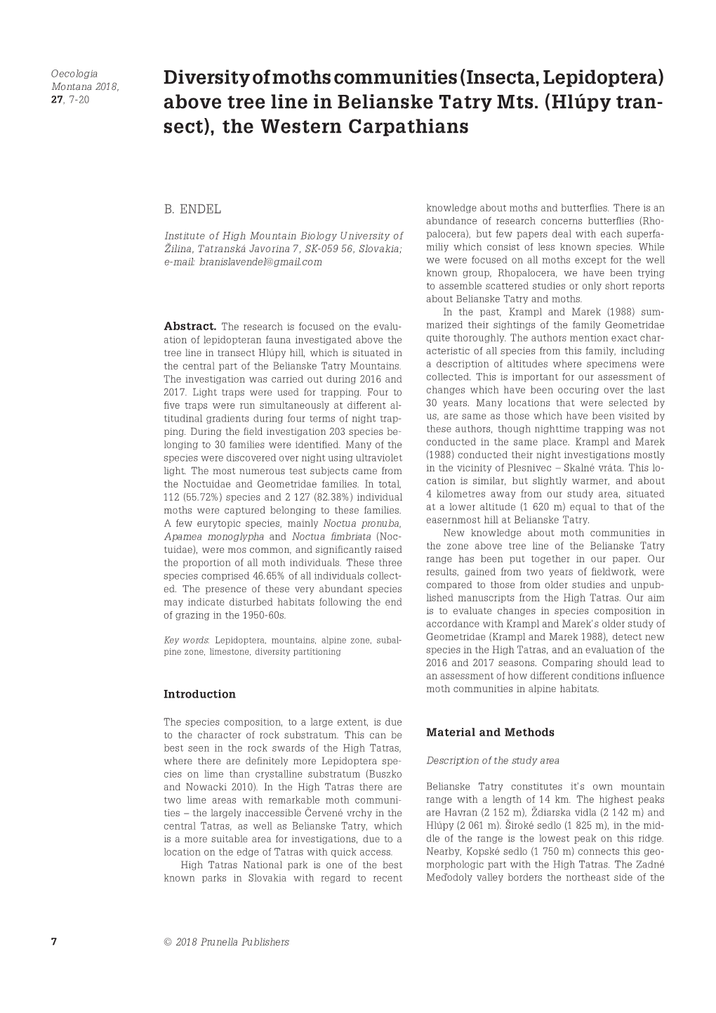 Diversity of Moths Communities (Insecta, Lepidoptera) Above Tree