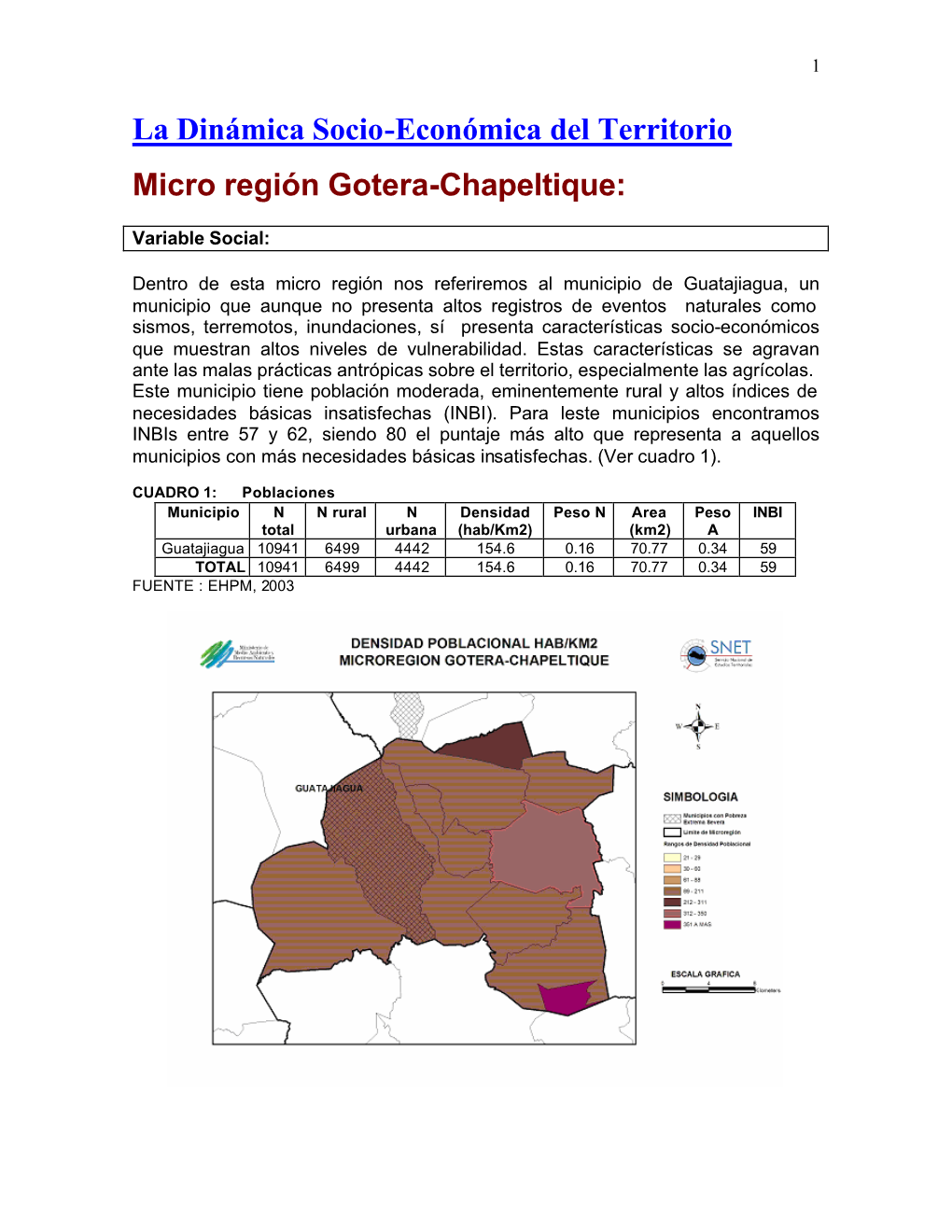 La Dinámica Socio-Económica Del Territorio Micro Región Gotera-Chapeltique
