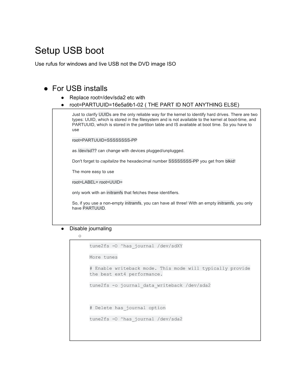 Setup USB Boot