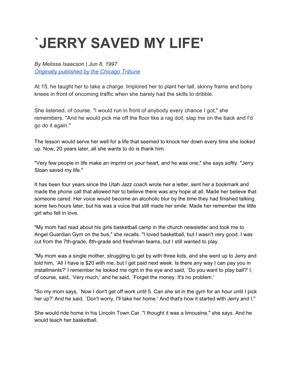 `Jerry Saved My Life'