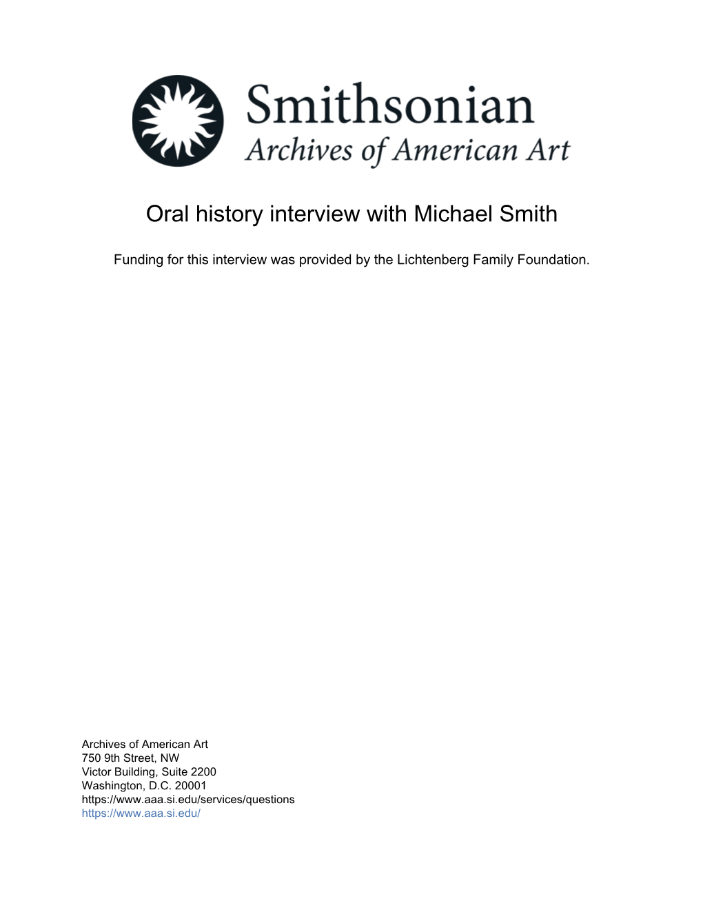 Oral History Interview with Michael Smith
