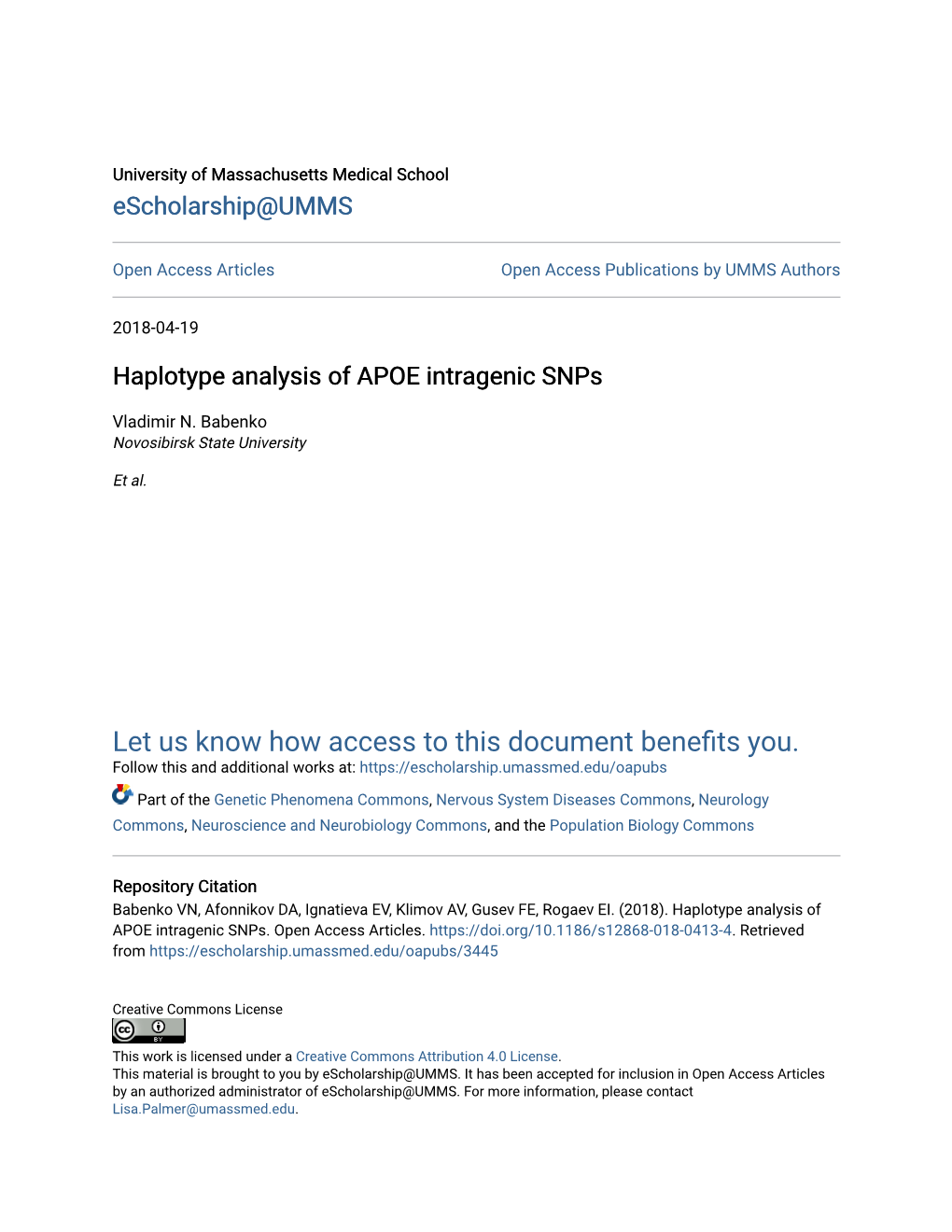 Haplotype Analysis of APOE Intragenic Snps