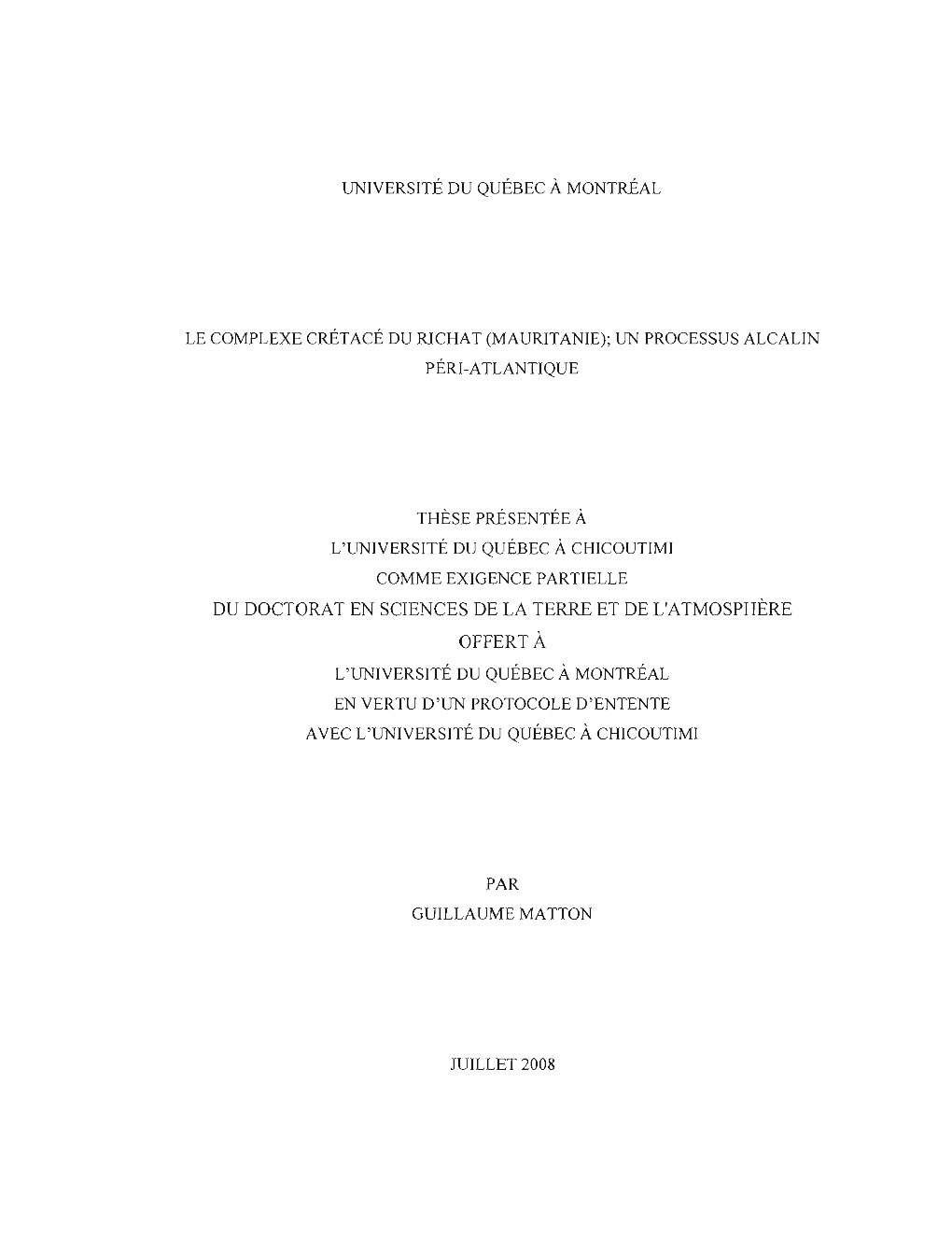 Mauritanie); Un Processus Alcalin Péri-Atlantique