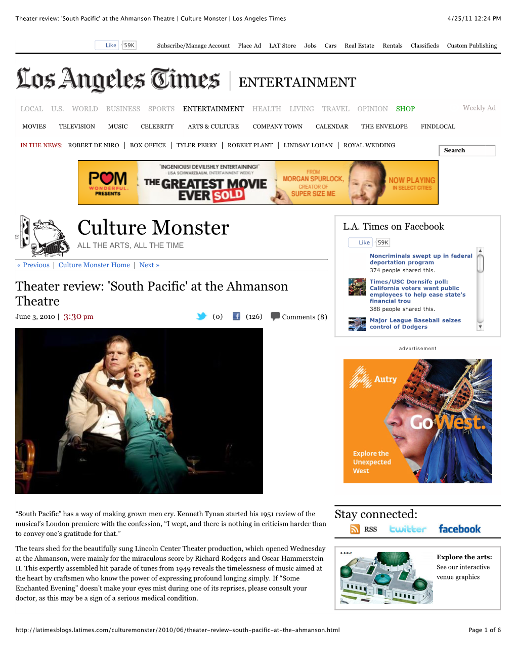 Theater Review: 'South Pacific' at the Ahmanson Theatre | Culture Monster | Los Angeles Times 4/25/11 12:24 PM