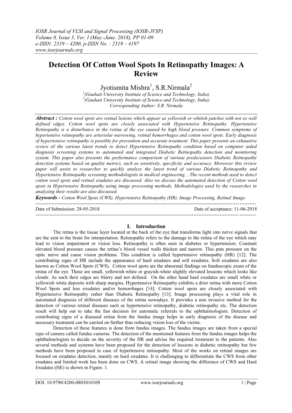 Detection of Cotton Wool Spots in Retinopathy Images: a Review