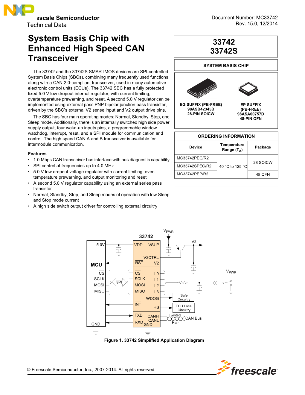 MC33742, System Basis Chip (SBC) with Enhanced High Speed