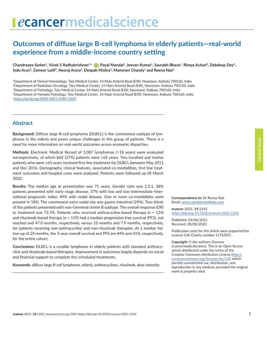 Outcomes of Diffuse Large B-Cell Lymphoma in Elderly Patients—Real-World Experience from a Middle-Income Country Setting