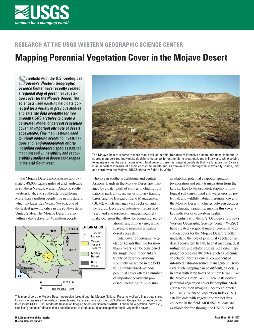 Mapping Perennial Vegetation Cover in the Mojave Desert