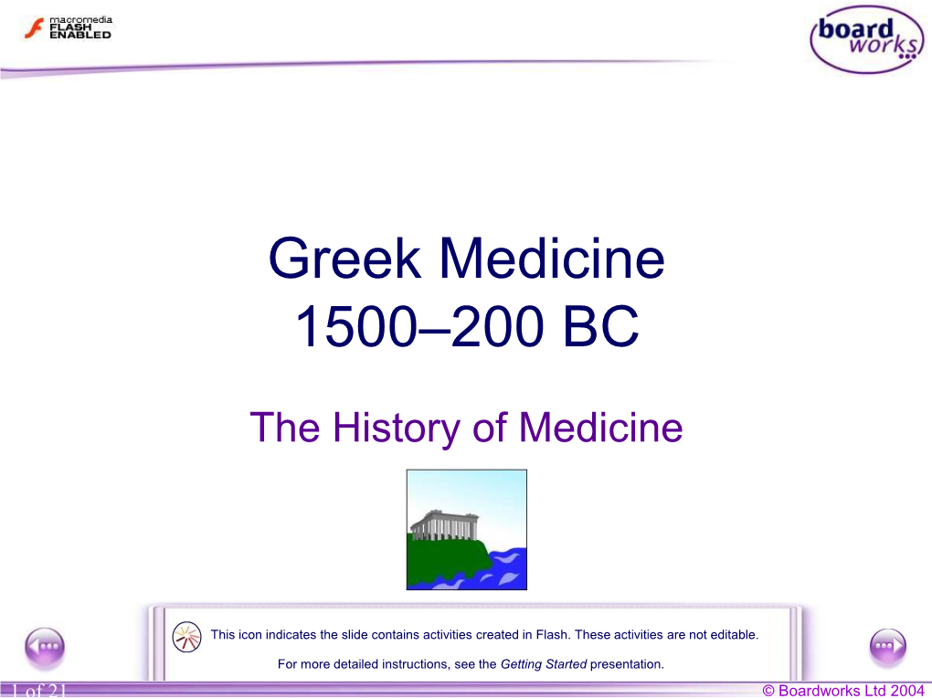 Greek Medicine 1500–200 BC