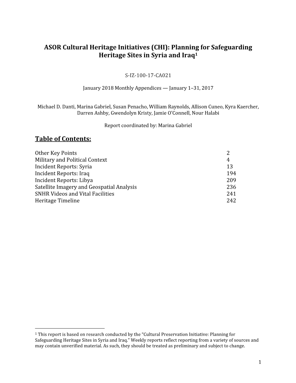 (CHI): Planning for Safeguarding Heritage Sites in Syria and Iraq1