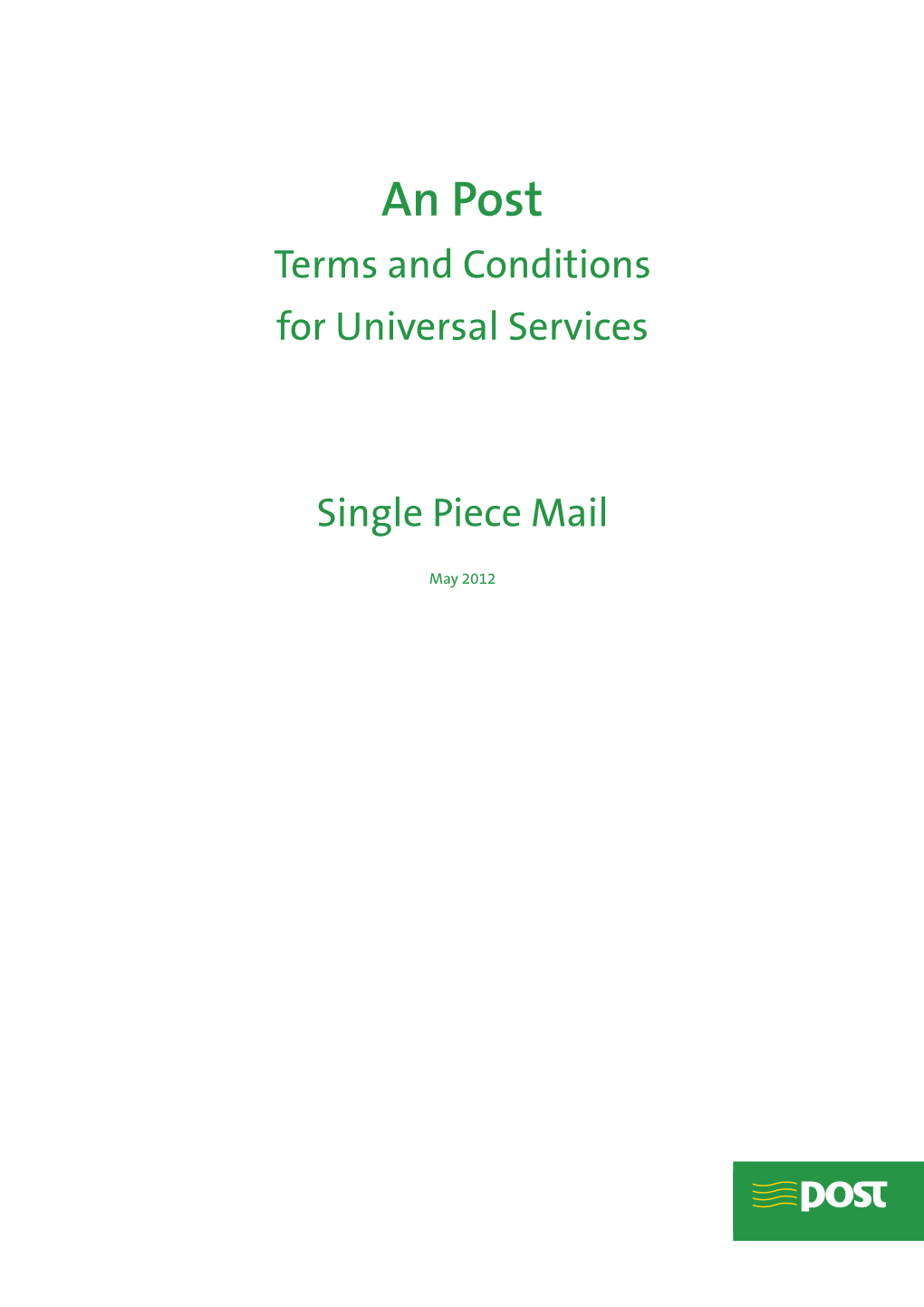 Terms and Conditions for Universal Services