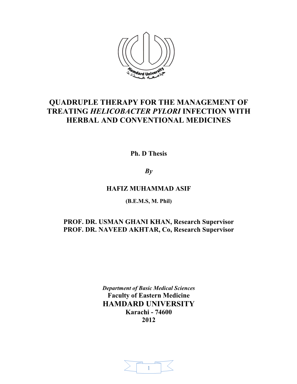Ph. D Thesis by HAFIZ MUHAMMAD ASIF