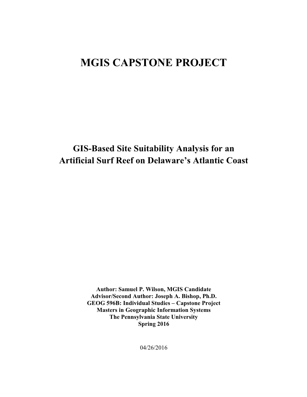 GIS-Based Site Suitability Analysis for an Artificial Surf Reef on Delaware's