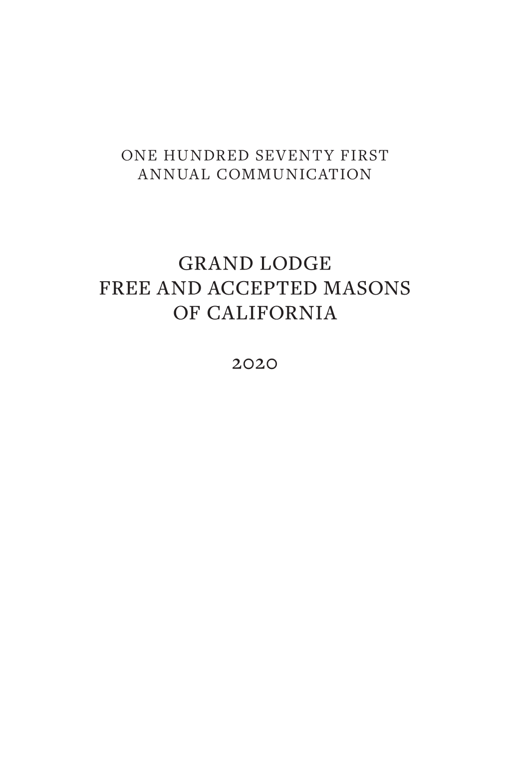 Grand Lodge Free and Accepted Masons of California