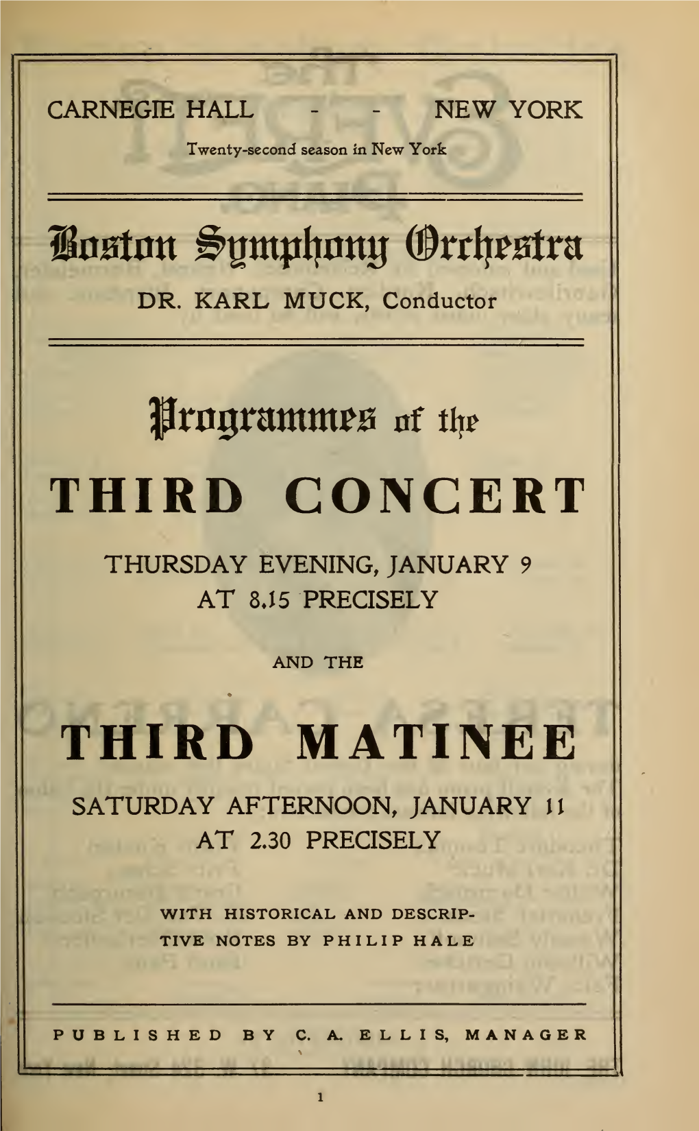 Boston Symphony Orchestra Concert Programs, Season 27,1907-1908, Trip