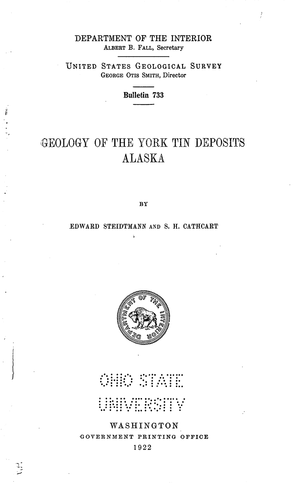 Geology of the York Tin Deposits Alaska