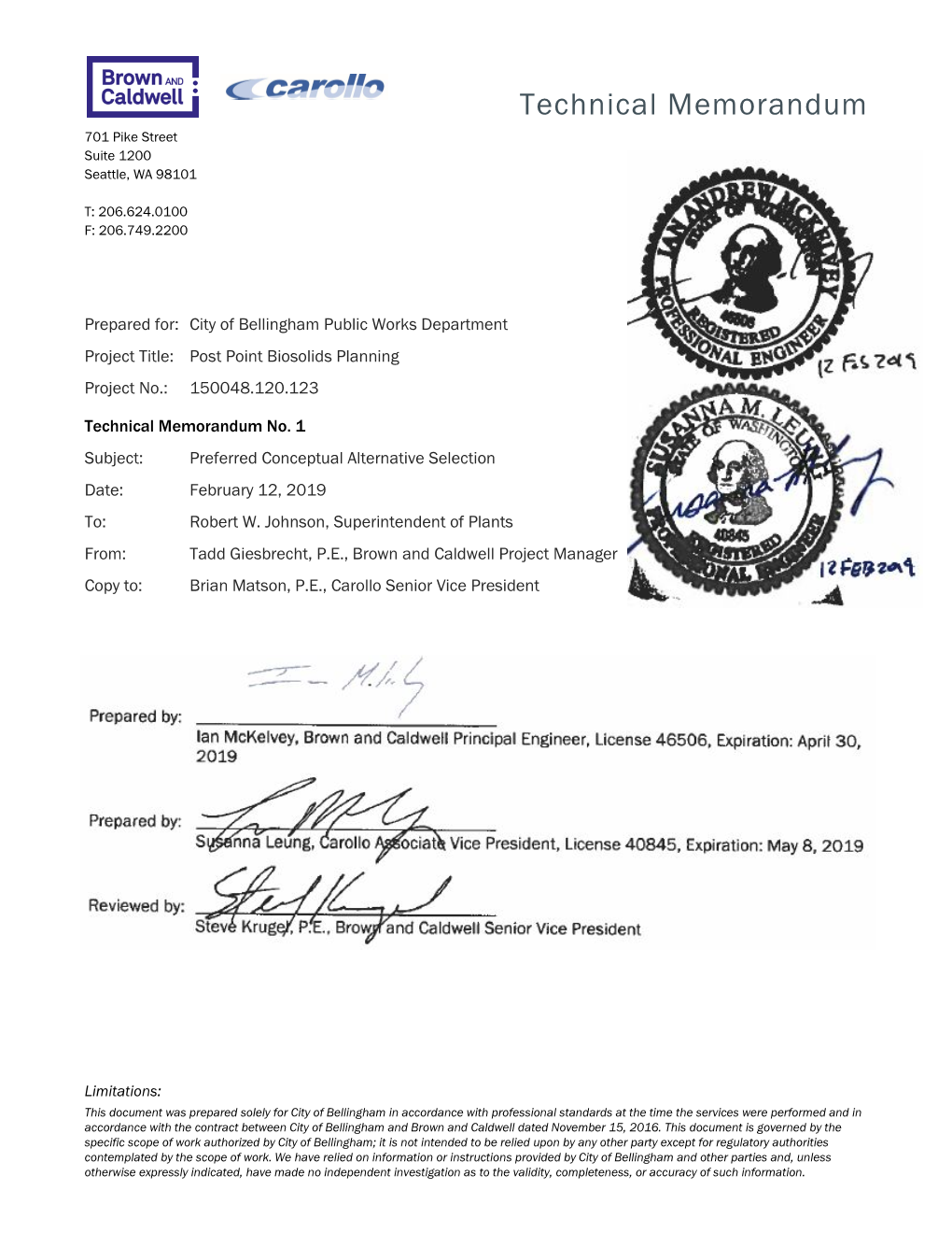 Post Point Biosolids Planning Project No.: 150048.120.123