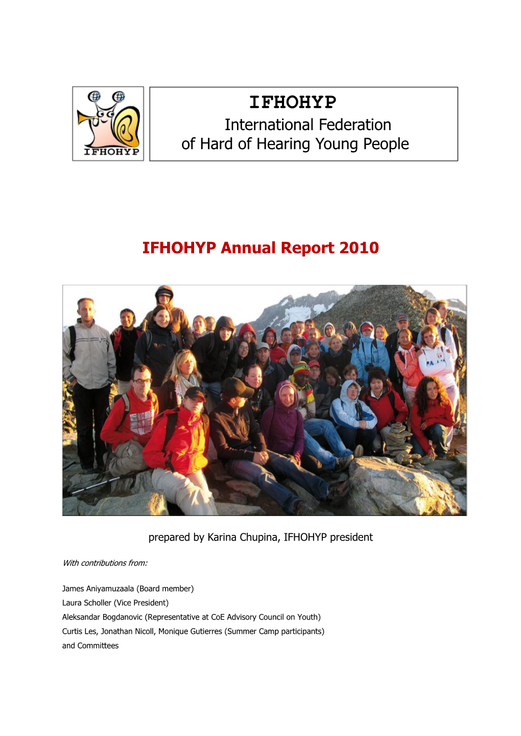 IFHOHYP Annual Report-2010