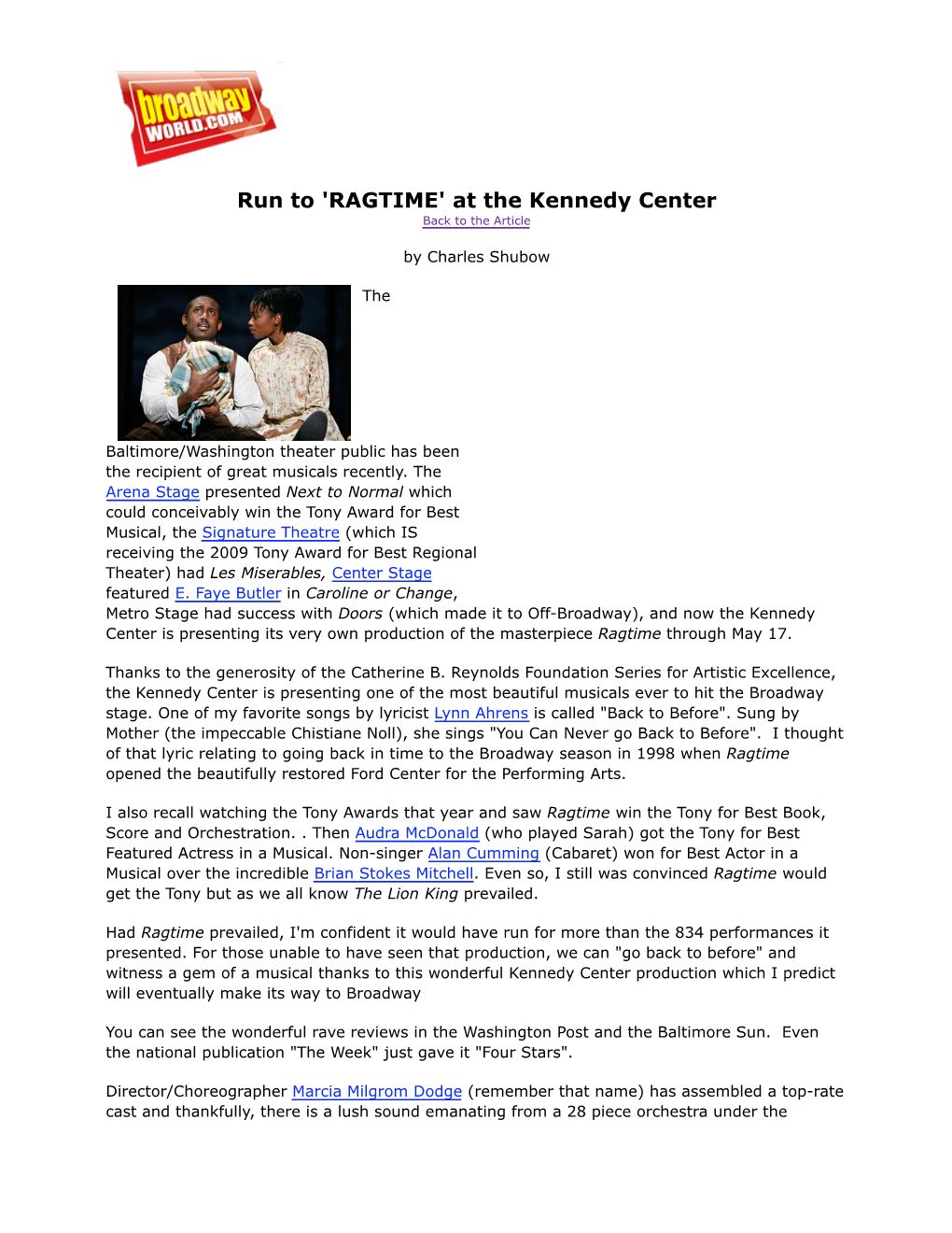 RAGTIME' at the Kennedy Center Printer-Frie